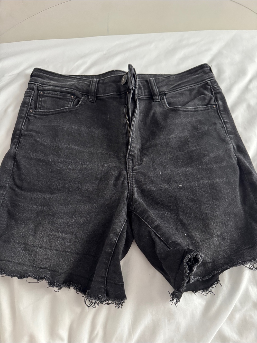 American Eagle Outfitters Black Distressed Denim Jean Shorts